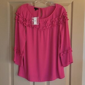 Talbots Pink Ruffled 3/4 Sleeve Blouse